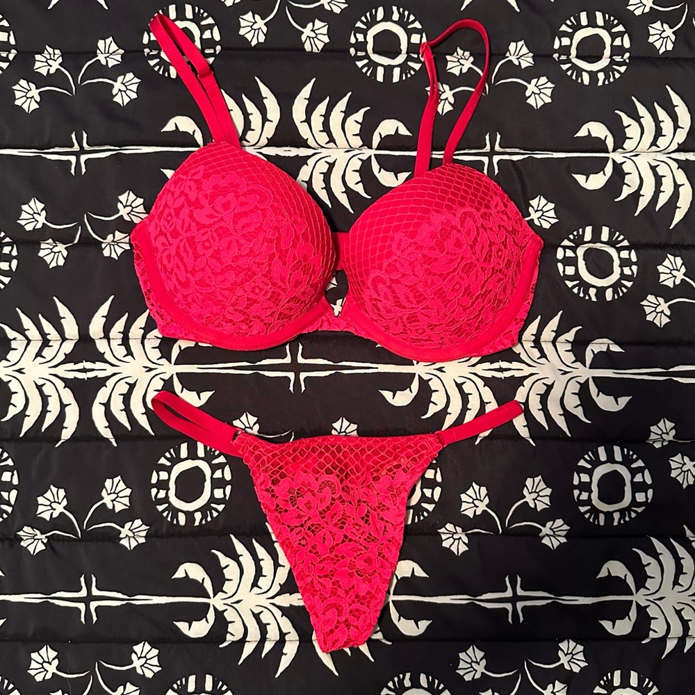 Victoria’s Secret Very Sexy Push Up Red Lace Bra and Panty Set